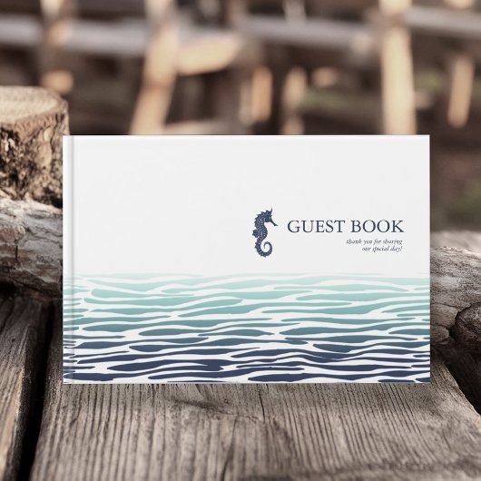Blue Wave Seahorse Wedding ID836 Gastenboek