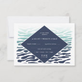 Blue Wave Seahorse Wedding ID836 RSVP Kaartje (Voorkant)