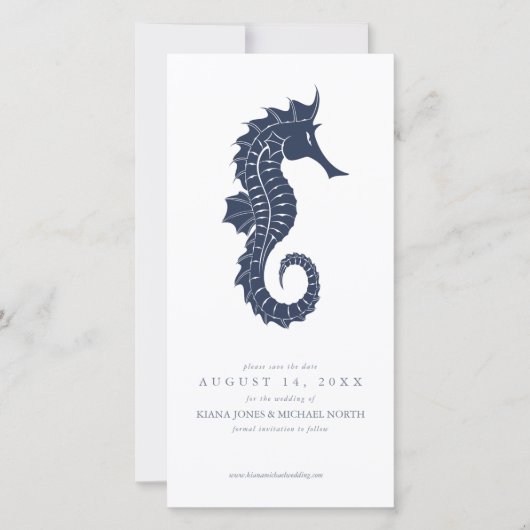 Blue Wave Seahorse Wedding ID836 Save The Date (Voorkant)
