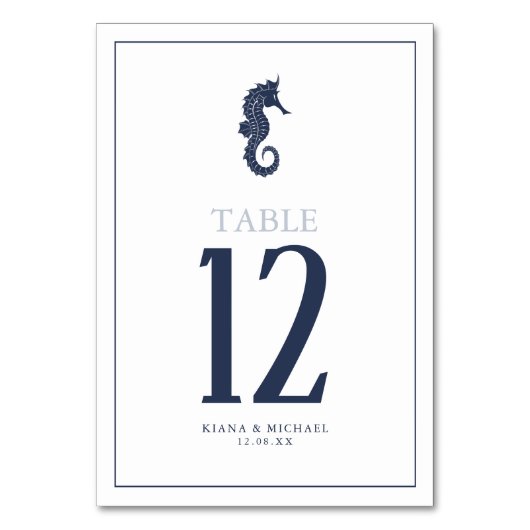 Blue Wave Seahorse Wedding Navy/Wht ID836 Kaart (Achterkant)