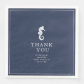 Blue Wave Seahorse Wedding Thank You V3 ID836 Servet (Voorkant)