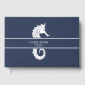 Blue Wave Seahorse Wedding Wht/Navy ID836 Gastenboek (Voorkant)