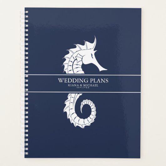Blue Wave Seahorse Wedding Wht/Navy ID836 Planner (Voorkant)
