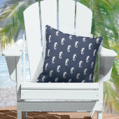 Blue Wave Seahorse Wht/Navy ID836 Kussen