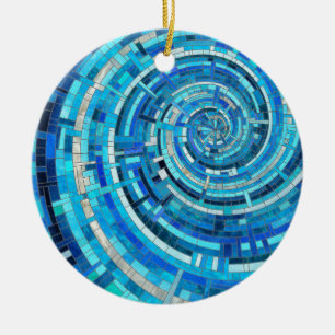 Blue Wave Spiraal Mozaïek Keramisch Ornament