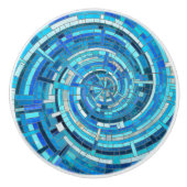 Blue Wave Spiraal Mozaïek Keramische Knop (Voorkant)