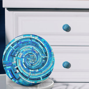 Blue Wave Spiraal Mozaïek Keramische Knop