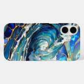 Blue Wave Stained Glass iPhone Case Ocean Design (Achterkant (horizontaal))