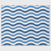 Blue Wave Stripe Pattern Cadeaupapier (Vlak)
