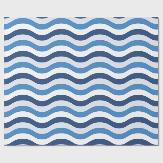Blue Wave Stripe Pattern Cadeaupapier (Vlak)