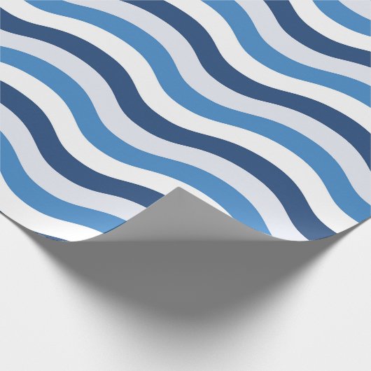 Blue Wave Stripe Pattern Cadeaupapier (Hoek)