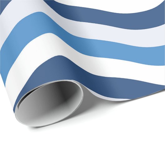 Blue Wave Stripe Pattern Cadeaupapier (Rol Hoek)