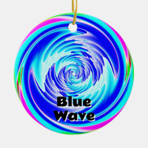Blue Wave (Verander de woorden) Keramisch Ornament