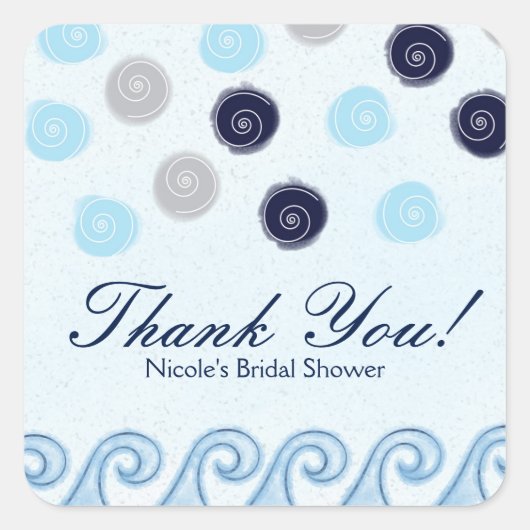 Blue Wave Waterverf Art Beach Favor Stickers (Voorkant)