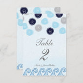 Blue Wave Waterverf Art Beach Tafel Nummer Kaart (Voorkant / Achterkant)