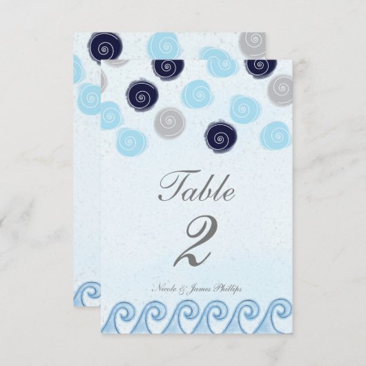 Blue Wave Waterverf Art Beach Tafel Nummer Kaart (Voorkant / Achterkant)