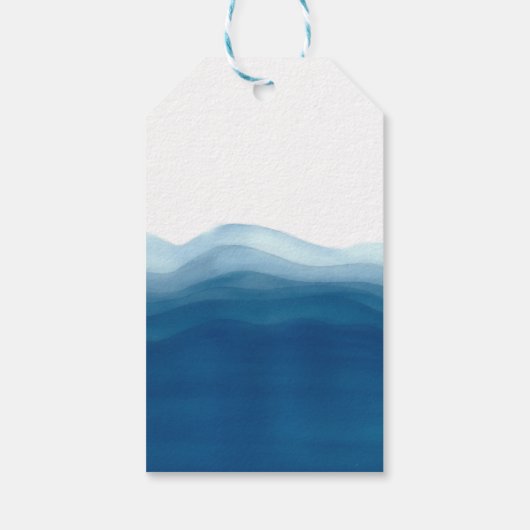 Blue Wave Waterverf Dank u | Cadeau Label Cadeaulabel (Achterkant)