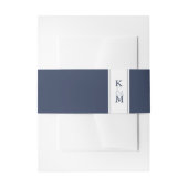 Blue Wave Wedding Wht/Navy ID836 Uitnodigingen Wikkel (Voorkant Voorbeeld)