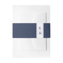 Blue Wave Wedding Wht/Navy ID836 Uitnodigingen Wikkel