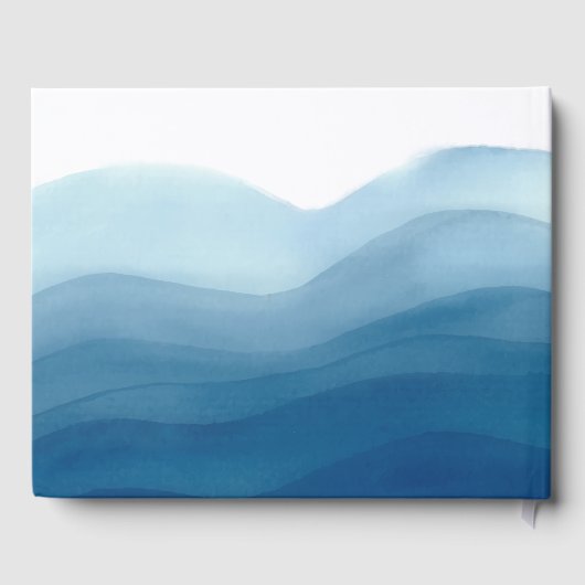 Blue Wave Wrap Waterverf ontwerp | Gastenboek (Achterkant)