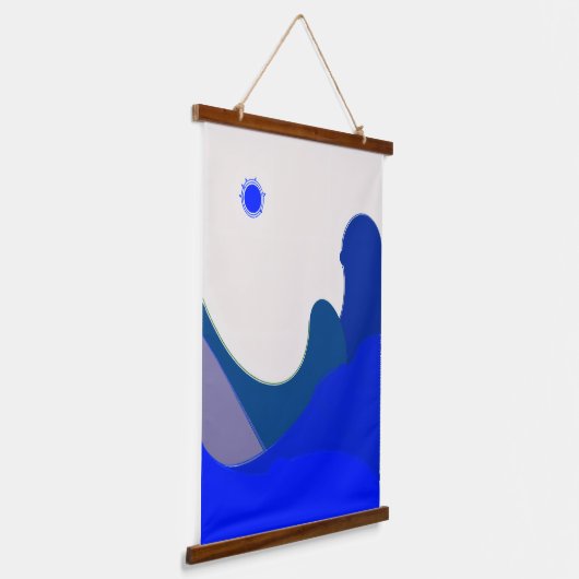 Blue Waves Abstract Hangend Wandkleed (Gebogen)