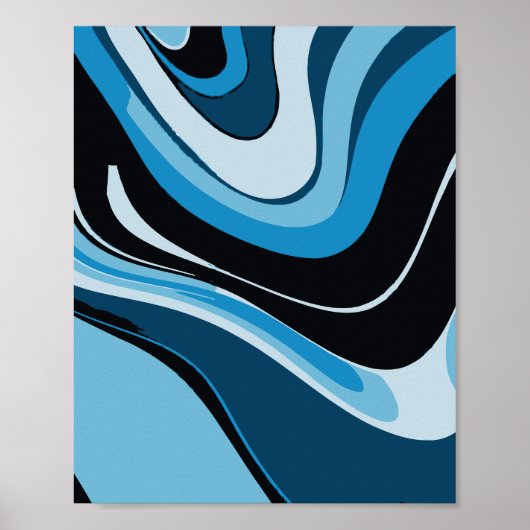 Blue Waves Abstracte kunst Poster (Voorkant)