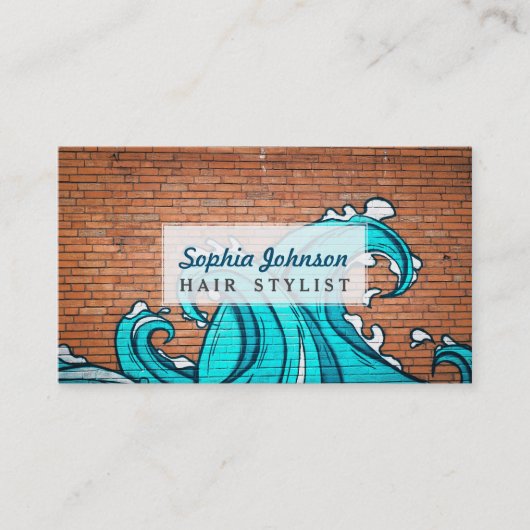 Blue Waves Cool Mural Wall Graffiti Visitekaartje (Voorkant)