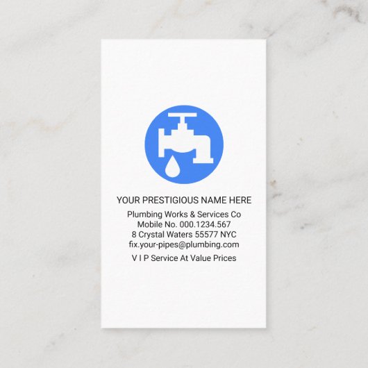 Blue Waves Curvature Plumbing Visitekaartje (Achterkant)