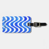 Blue Waves Decoratieve Waterverf Aangepast Bagagelabel (Voorkant horizontaal)