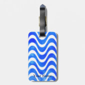 Blue Waves Decoratieve Waterverf Aangepast Bagagelabel (Achterkant verticaal)