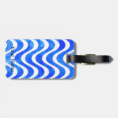Blue Waves Decoratieve Waterverf Aangepast Bagagelabel (Achterkant horizontaal)