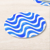 Blue Waves Decoratieve Waterverf Ronde Kartonnen Onderzetter (Gebogen)