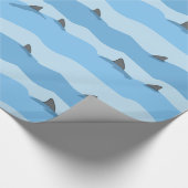 Blue Waves en Dorsal Fins Custom Nautical Wrap Cadeaupapier (Hoek)