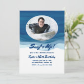 Blue Waves Foto Uitnodiging Verjaardag (Staand voorkant)