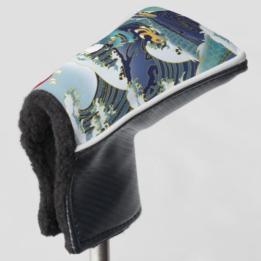 Blue Waves Green Dragon Red Sun golfkop Hoesje Golfheadcover (3/4 voorkant)