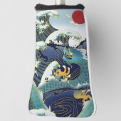 Blue Waves Green Dragon Red Sun golfkop Hoesje Golfheadcover (Draai 90)