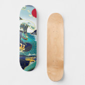 Blue Waves Green Dragon Red Sun Skateboard (Voorkant)