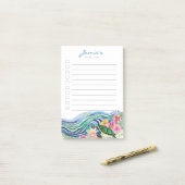 Blue Waves & Happy Turtle Aangepaste Post-It Notit Post-it® Notes (Op bureau)