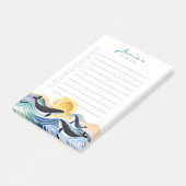 Blue Waves & Happy Whales Aangepaste Post-it Notit Post-it® Notes (Schuin)