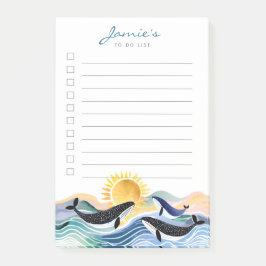 Blue Waves & Happy Whales Aangepaste Post-it Notit Post-it® Notes
