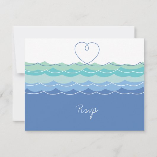 Blue Waves Loopy Heart Beach Bruiloft RSVP-kaart RSVP Kaartje (Achterkant)