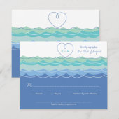 Blue Waves Loopy Heart Beach Bruiloft RSVP-kaart RSVP Kaartje (Voorkant / Achterkant)