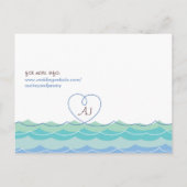 Blue Waves Loopy Heart Beach Modern Save The Date Aankondigingskaart (Achterkant)