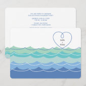 Blue Waves Loopy Heart Eenvoudig Verlovingsfeest Kaart (Voorkant / Achterkant)
