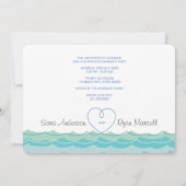 Blue Waves Loopy Heart Eenvoudig Verlovingsfeest Kaart (Achterkant)