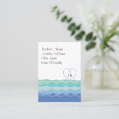 Blue Waves Loopy Heart Gast Escort Place Card Plaatskaartje (Staand voorkant)
