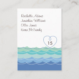 Blue Waves Loopy Heart Gast Escort Place Card Plaatskaartje