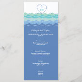 Blue Waves Loopy Love Heart Monogram Beach Weddens Menu (Voorkant)