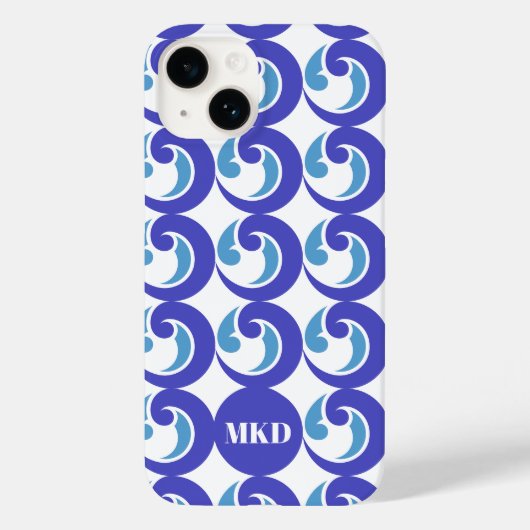 Blue Waves Mobiele Telefoon Hoesje Monogram (Achterkant)