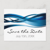 Blue Waves Modern Wedding Save the Date Aankondigingskaart (Voorkant)